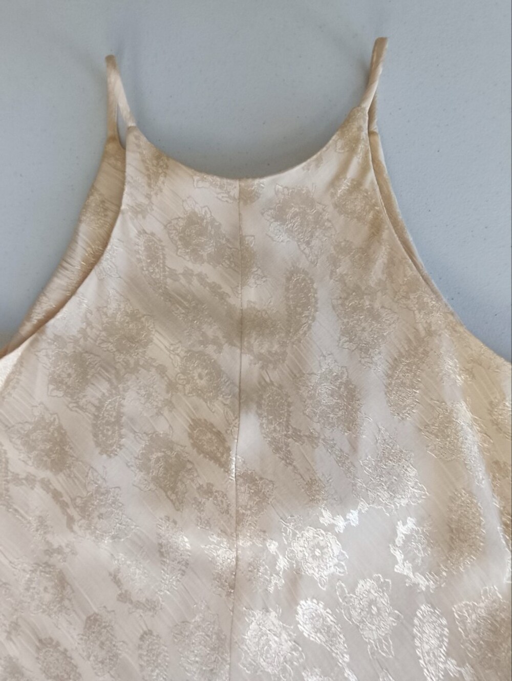 Vintage ALGO Ivory Paisley Jacquard Bias Cut Maxi Dress Size 12 Bridal Shower - Picture 7 of 12